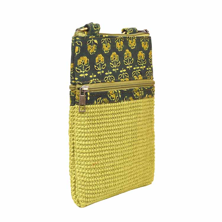 Kalamkari Green Sling Bag in Structured Jute Fabric - Fashion & Lifestyle - 4