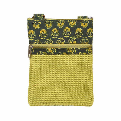 Kalamkari Green Sling Bag in Structured Jute Fabric - Fashion & Lifestyle - 2