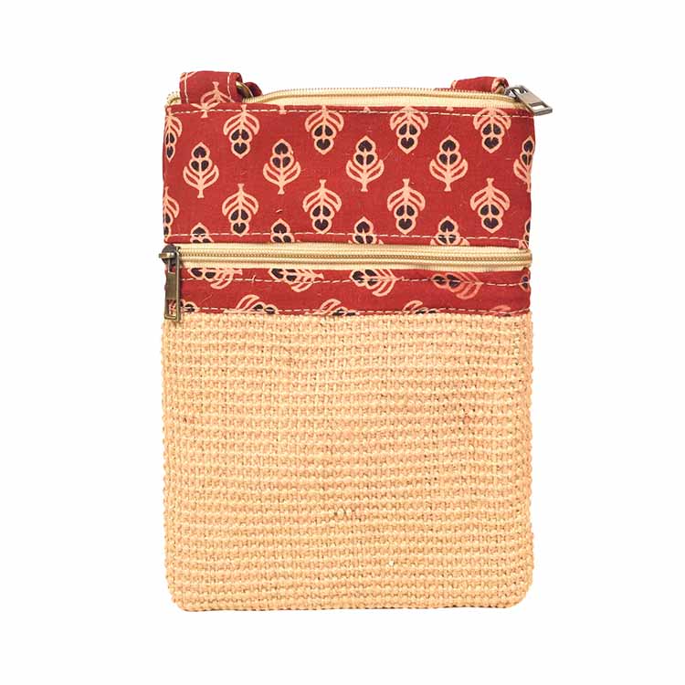 Kalamkari Tan Sling Bag in Structured Jute Fabric - Fashion & Lifestyle - 3