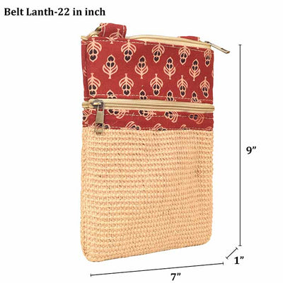 Kalamkari Tan Sling Bag in Structured Jute Fabric - Fashion & Lifestyle - 5