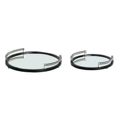 Allie Mirror Tray Set Black Silver- 52-449-40 & 29-3 SET