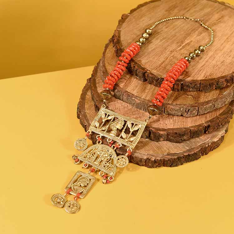 Butterflies in Garden' Handcrafted Tribal Dhokra Necklace - Fashion & Lifestyle - 1