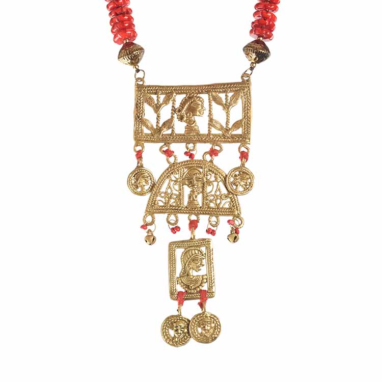 Butterflies in Garden' Handcrafted Tribal Dhokra Necklace - Fashion & Lifestyle - 3