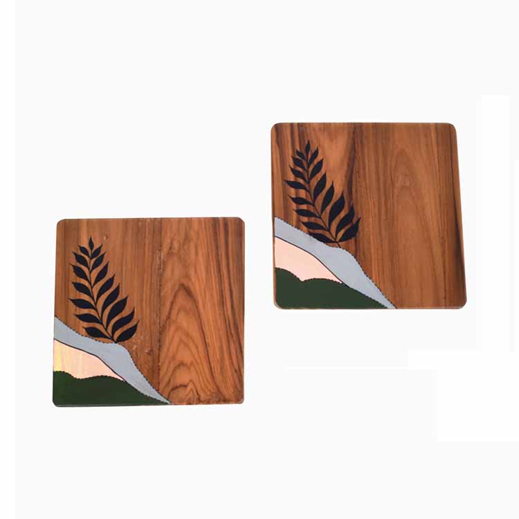 Leaf Patterns Trivets - Set of 2 (6x6x0.2") - Dining & Kitchen - 3
