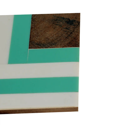 Resin Green & White Stripes Coaster Set of 4