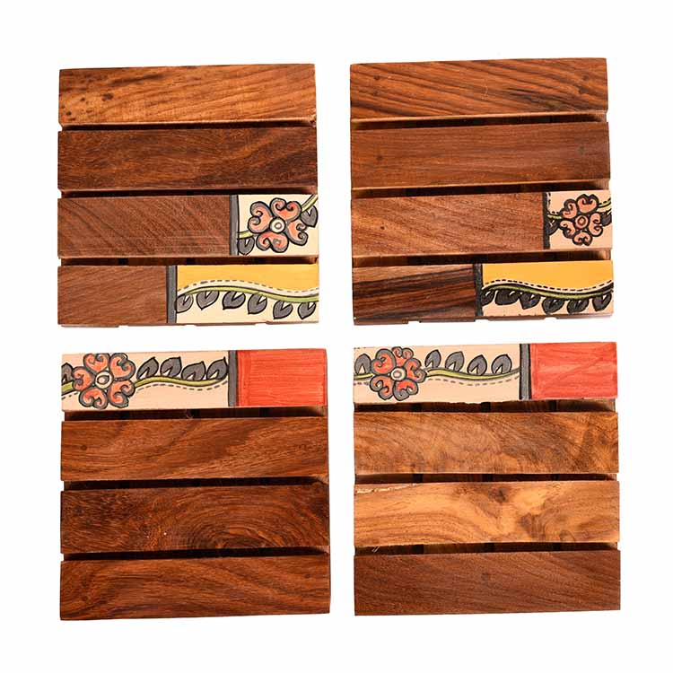 Coaster Wooden Handcrafted with Tribal Art (Set of 4) (4x4") - Dining & Kitchen - 3