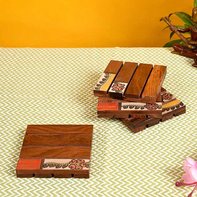 Coaster Wooden Handcrafted with Tribal Art (Set of 4) (4x4") - Dining & Kitchen - 2
