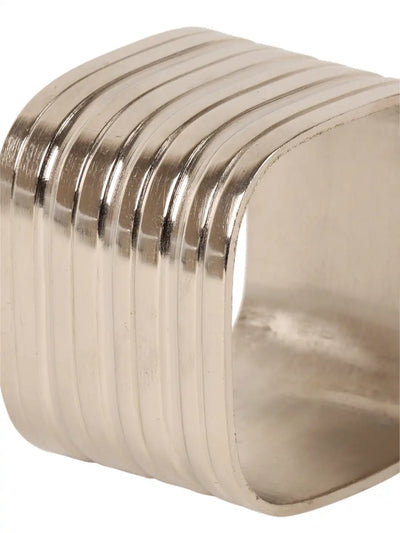 Silver Square Napkin Ring Set of 6