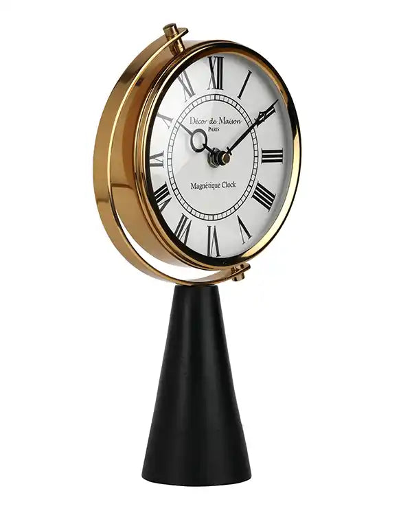 Black Wood's Pedestal Clock in Reflective Gold- 61-323-31-2