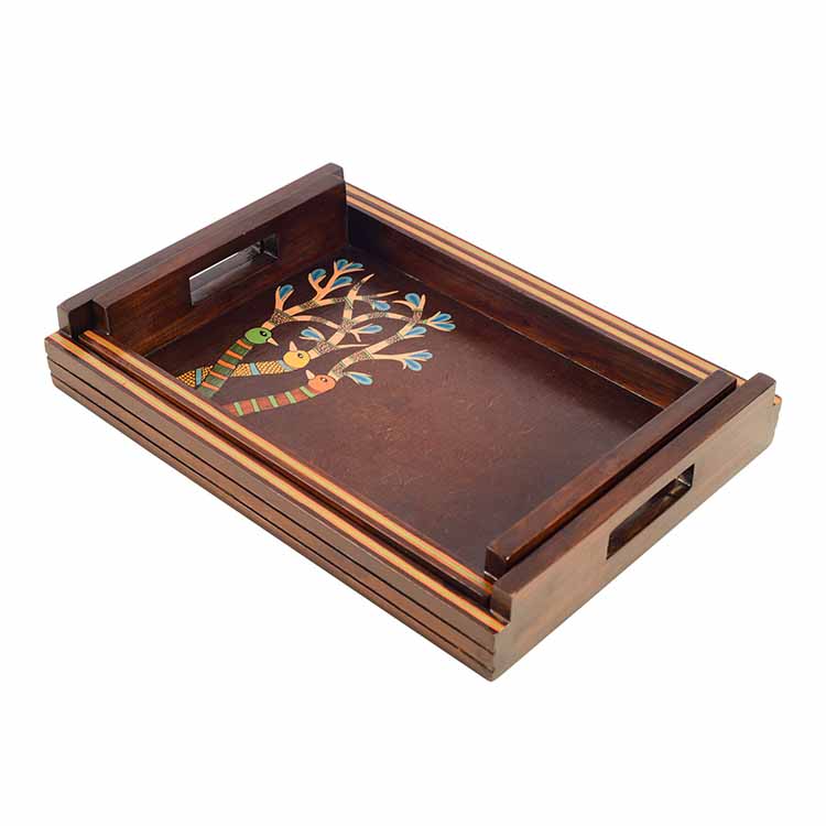 Chirping Birds Handcrafted Serving Tray - Set of 2 - Dining & Kitchen - 4