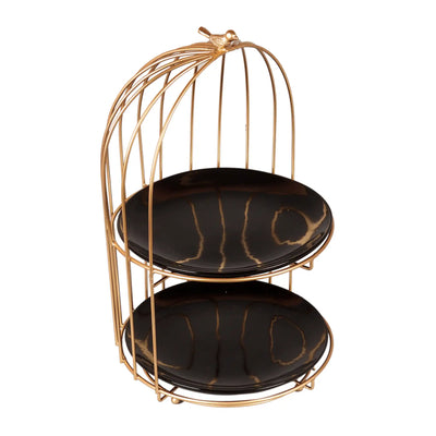 Two Layer Cage Ceramic Platter with Black Plates