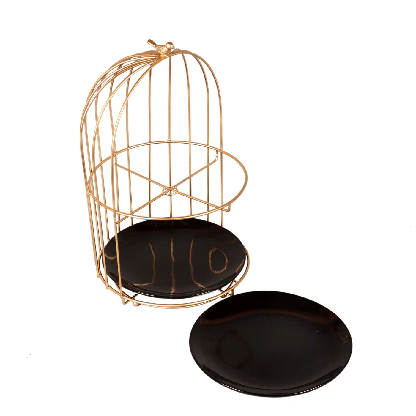 Two Layer Cage Ceramic Platter with Black Plates