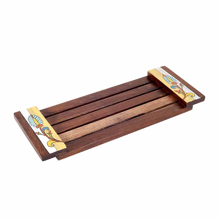 Leaf Patterns Stripped Serving Tray (15.5x6x1.5") - Dining & Kitchen - 4