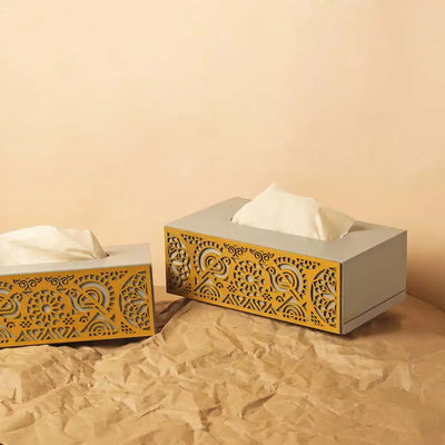Cutwork Tissue Box (Grey Gold)