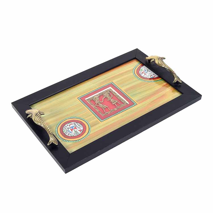Hunter Green Dhokra Serving Tray Small (14.5x9.5x2") - Dining & Kitchen - 2
