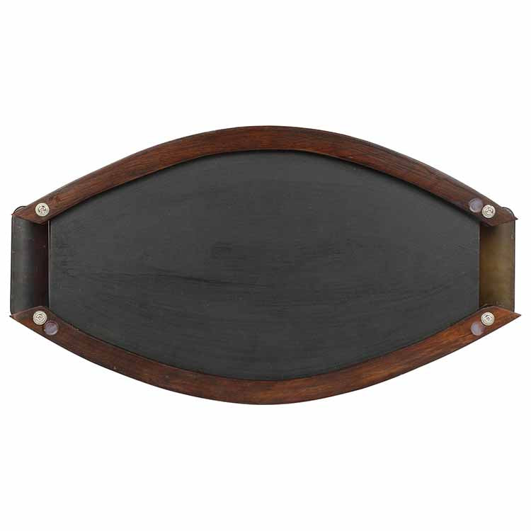 Oval Tray Handcrafted & Framed with Metal Handles, Orange (18x9.5") - Dining & Kitchen - 5