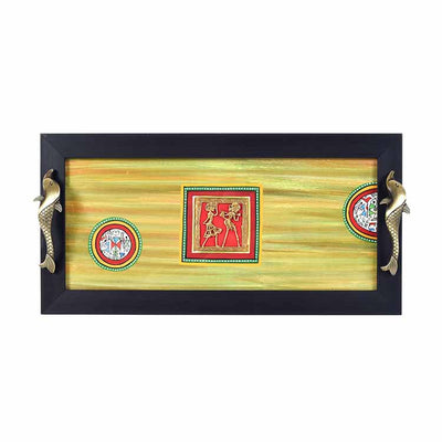 Hunter Green Dhokra Serving Tray Large (18x9x2") - Dining & Kitchen - 3