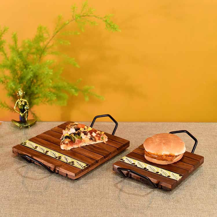 Leaf of Nature' Snacking Trays in Rosewood - Set of 2 - Dining & Kitchen - 2