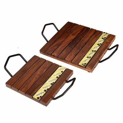 Leaf of Nature' Snacking Trays in Rosewood - Set of 2 - Dining & Kitchen - 4