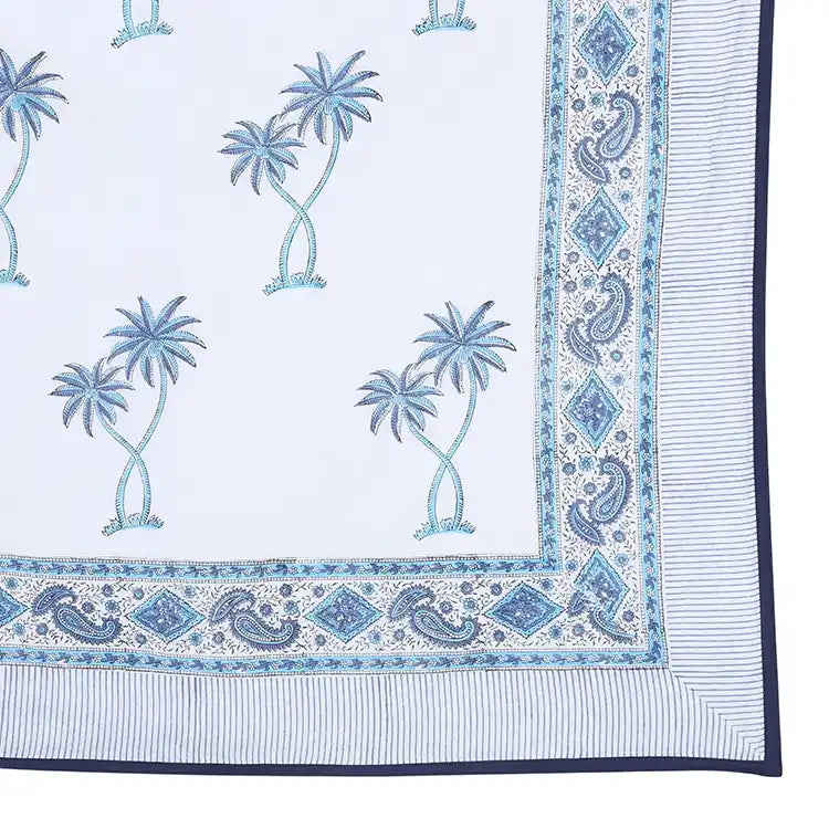Blue Coconut Tree Double Bed Mulmul Dohar