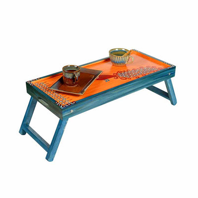 Madhubani Folding Breakfast Tray in Orange (32x12x10) - Storage & Utilities - 2