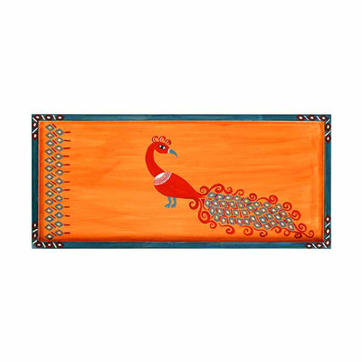 Madhubani Folding Breakfast Tray in Orange (32x12x10) - Storage & Utilities - 3