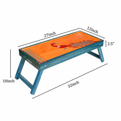Madhubani Folding Breakfast Tray in Orange (32x12x10) - Storage & Utilities - 4