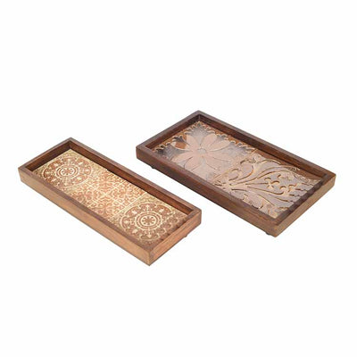 Floral Serenade Handcrafted Tray - Set of 2 - Dining & Kitchen - 3