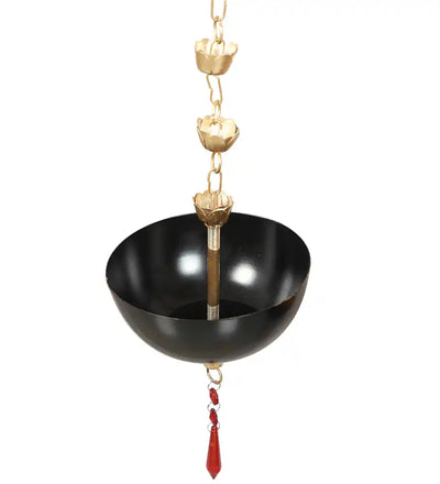 Hanging Black Bowl Urli With Beads Set of 2