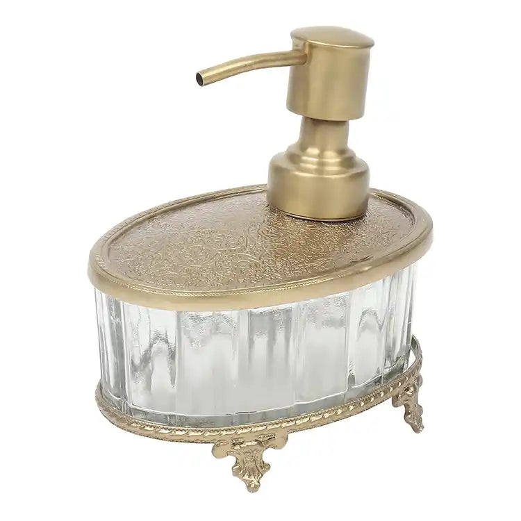 Bathtub Bliss Soap Dispenser Glass & Antique Brass 80-051-12