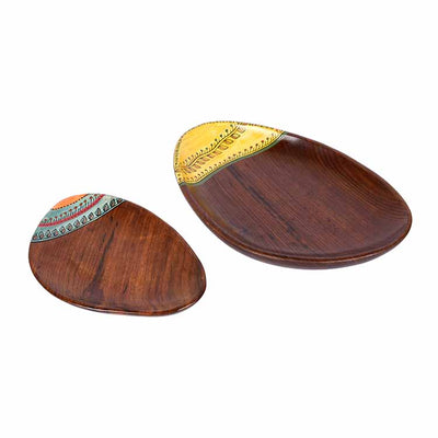 Trays in Oval Shape with Tribal Motifs Handcrafted in Rosewood (11x7") - Dining & Kitchen - 4