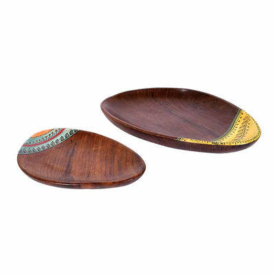 Trays in Oval Shape with Tribal Motifs Handcrafted in Rosewood (11x7") - Dining & Kitchen - 3