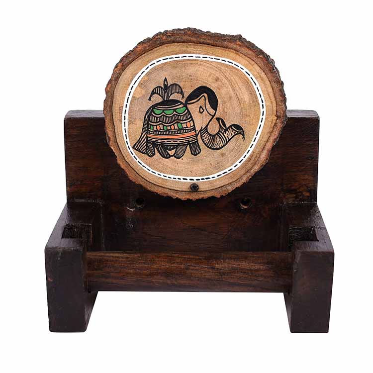 Tissue Roll/ Towel Holder Handcrafted in Wood with Folk Art (6x4x6") - Storage & Utilities - 4