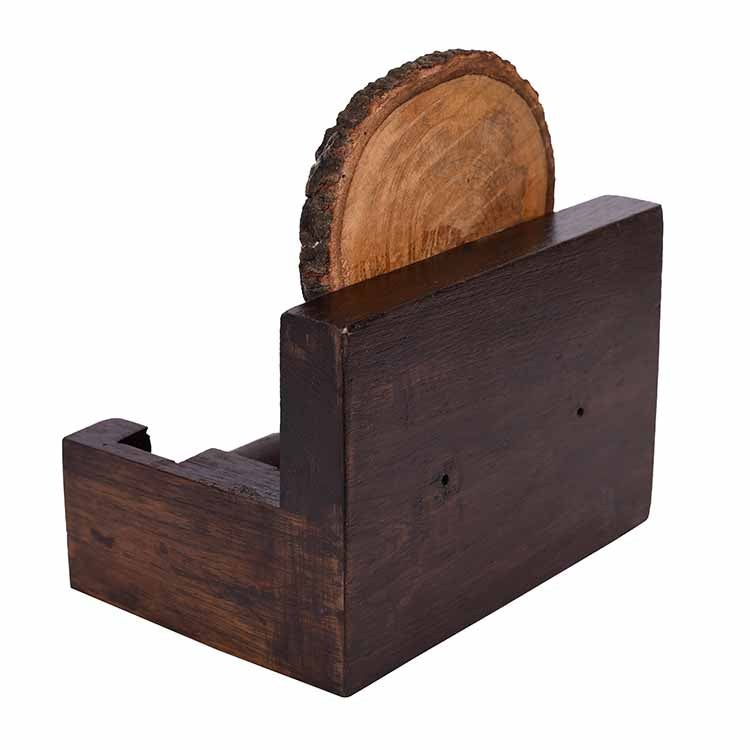 Tissue Roll/ Towel Holder Handcrafted in Wood with Folk Art (6x4x6") - Storage & Utilities - 6