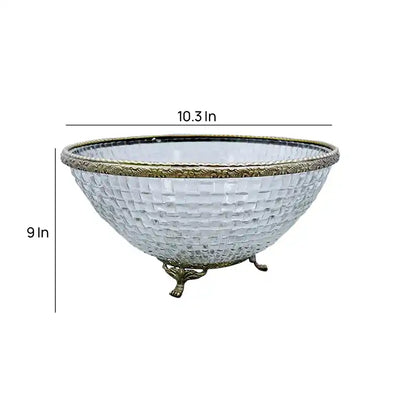 Ribbed Glass Antique Brass Bowl 80-042-26-2