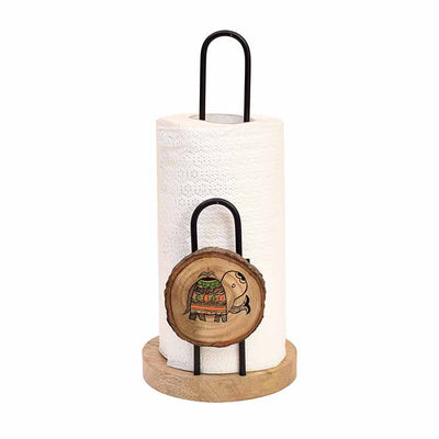 Tissue Roll Holder Table Top Style Handcrafted in Wood with Metal Dispenser (5x5x11") - Dining & Kitchen - 3