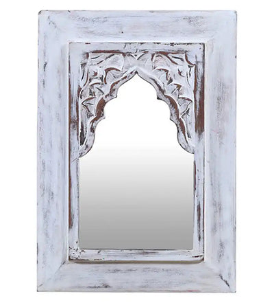 Cora White Carved Vintage Minaret Mirror (10in x 1in x 14in) - Home Decor - 3