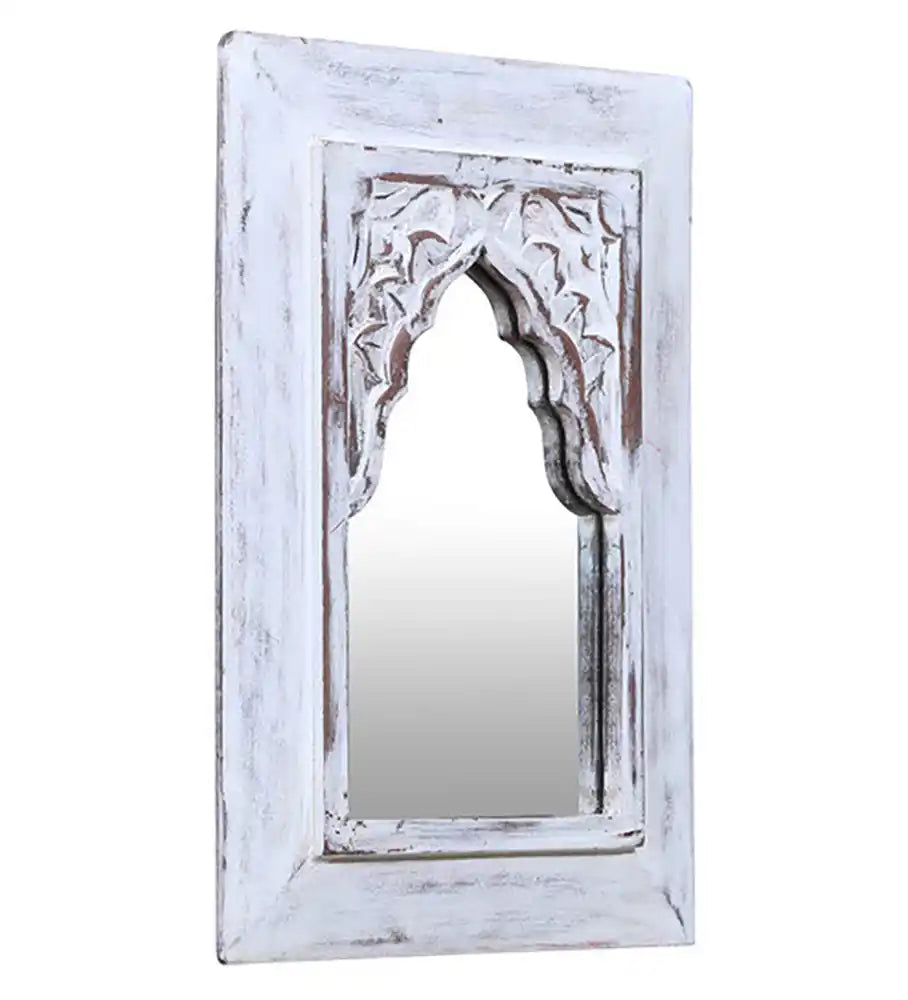 Cora White Carved Vintage Minaret Mirror (10in x 1in x 14in) - Home Decor - 4