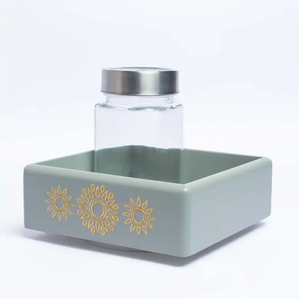 Grey Revolving Jar Tray Organiser