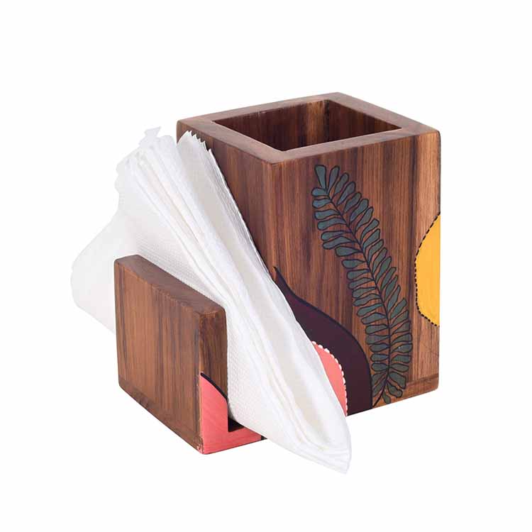 Teak Leaves Cutlery Holder Small (4.5x3x4.5") - Dining & Kitchen - 3