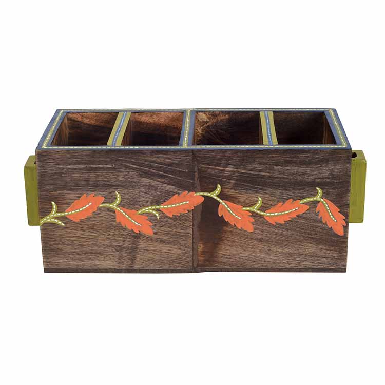 Autumn Leaf Cutlery Stand Handcrafted in Wood - Dining & Kitchen - 5