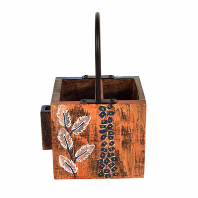 Leaf of Nature' Cutlery Holder Handcrafted in Mango Wood - Dining & Kitchen - 5