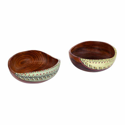 Bowl Handcrafted in Wood with Tribal Art - Set of 2 (2x4.5") - Dining & Kitchen - 4