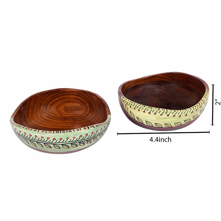Bowl Handcrafted in Wood with Tribal Art - Set of 2 (2x4.5") - Dining & Kitchen - 5