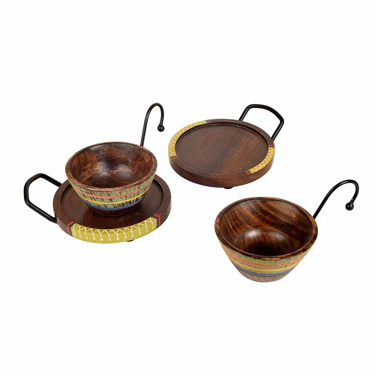 Hooked Snack Bowls with Round Tray - 2 Sets (Large) (7.5x6x4.5/ 7.5x6x4.5") - Dining & Kitchen - 2