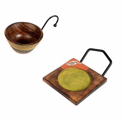 Hooked Snack Bowl with Square Tray - 2 Sets (6.5x4x4.5/ 6.5x4x4.5") - Dining & Kitchen - 3