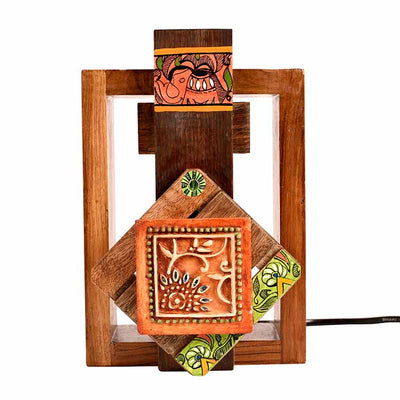 Wall Lamp Handcrafted in Wood with Tribal Motifs (6x4x9") - Decor & Living - 3