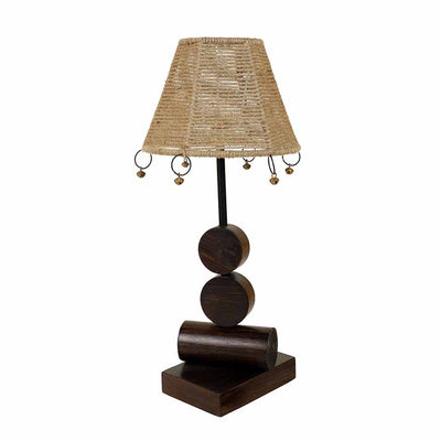 Tao Wooden Table Lamp with Tapered Drum Jute Shade-Height - 19'' - Decor & Living - 3