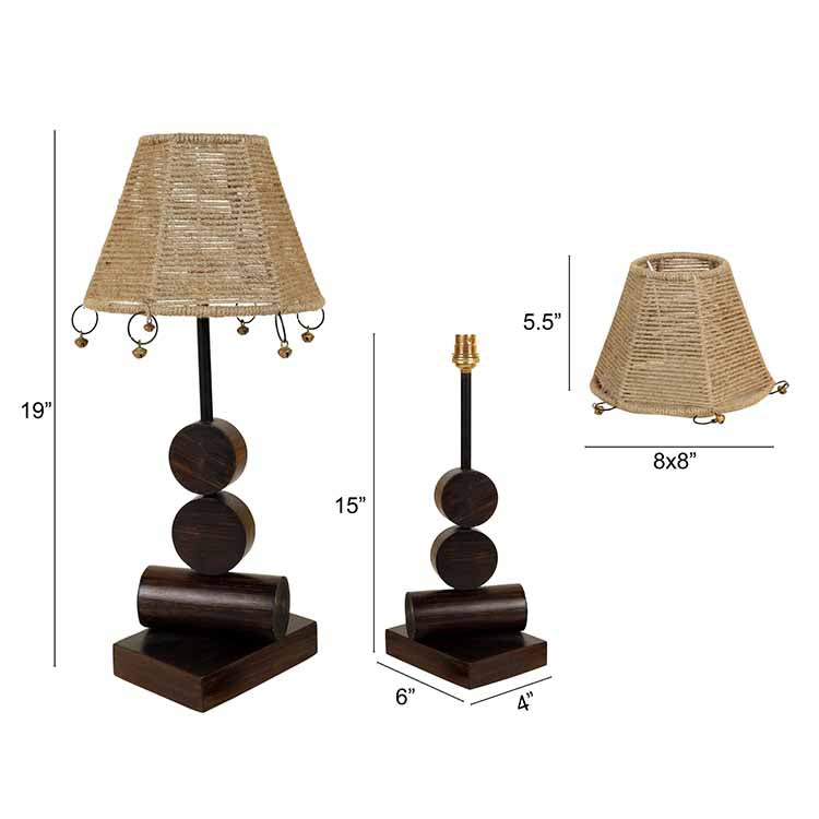 Tao Wooden Table Lamp with Tapered Drum Jute Shade-Height - 19'' - Decor & Living - 5