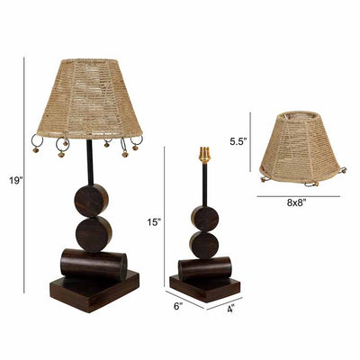 Tao Wooden Table Lamp with Tapered Drum Jute Shade-Height - 19'' - Decor & Living - 5